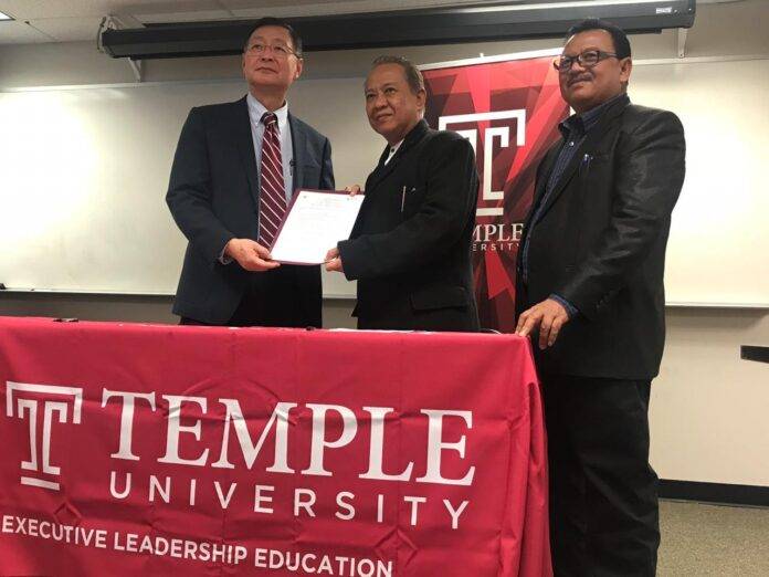 Penandatanganan MoU STIE Nobel Indonesia dan Temple University Philadelphia, Pennsylvania, Amerika Serikat.[Foto:/Ist]