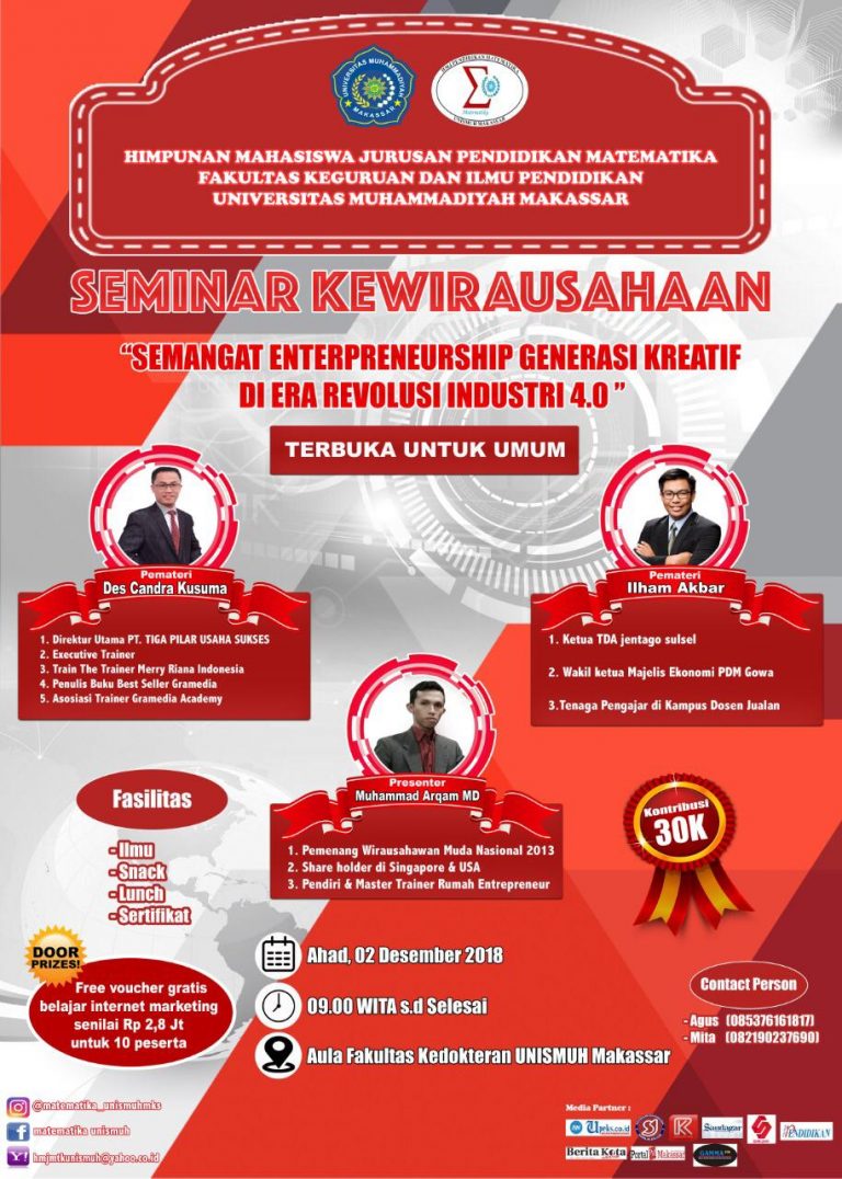 Ingin Jadi Pengusaha? Yuk, Ikutan Seninar Enterpreneurship Generasi Kreatif di Era Revolusi Industri 4.0