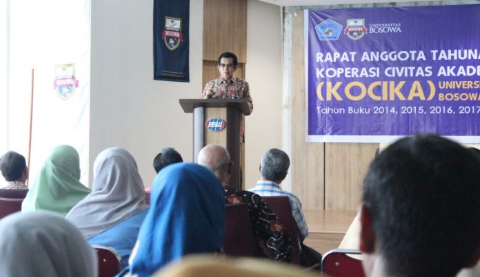 Sambutan Rektor Unibos, Prof Saleh Pallu, M Eng., pada Rapat Anggota Tahunan Kocika 2019.[Foto:/Ist.]