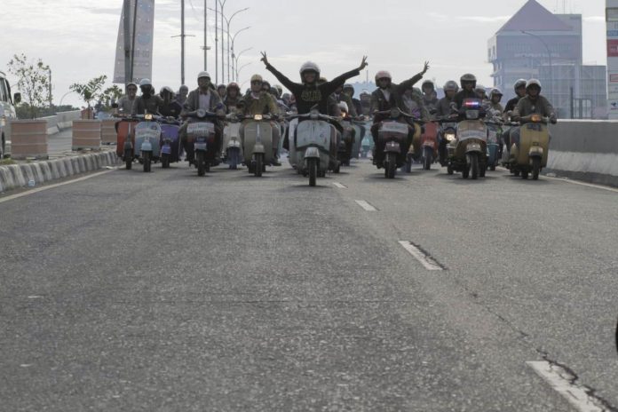 Zona Scooter Makassar yang merupakan club scooter terbesar di kota Makassar.[Foto:/Ist.]