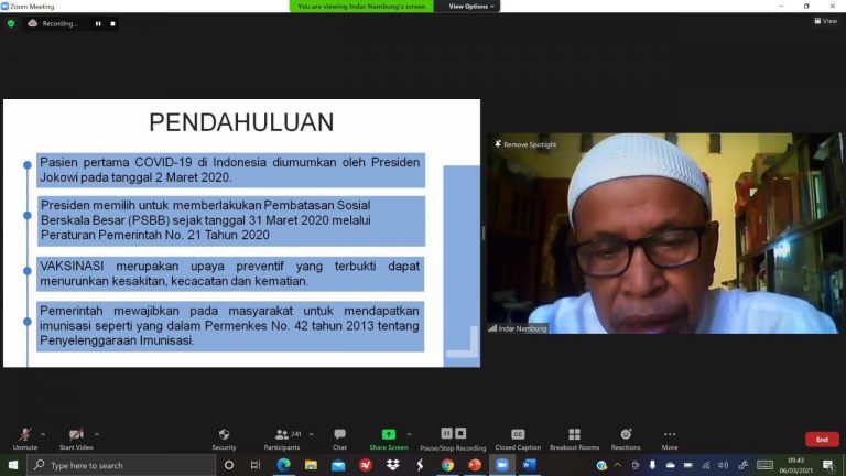 Pemateri Webinar PERSAKMI Sulsel, Prof Indar Bahas Perlindungan Hak Masyarakat akan Vaksin Covid-19