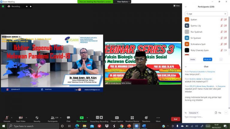 Hadiri Webinar PERSAKMI Sulsel, Jubir Satgas Covid-19 Sidrap Ajak Masyarakat Berikhtiar Lawan Covid