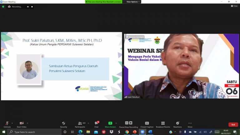 Webinar PERSAKMI Sulsel: Pentingnya Vaksin Biologis dan Vaksin Sosial Lawan Covid-19