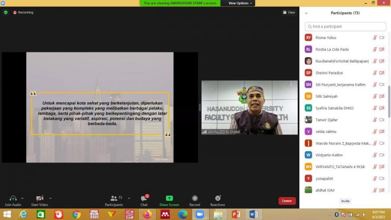 Hadiri Short Course PERSAKMI Sulsel, Dekan FKM Unhas Bahas Kemitraan Healthy Cities