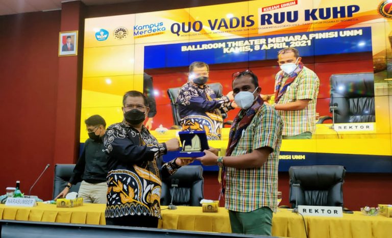 Wamenkumham Bawakan Kuliah Umum di UNM Pahamkan Mahasiswa Tentang RUU KUHP