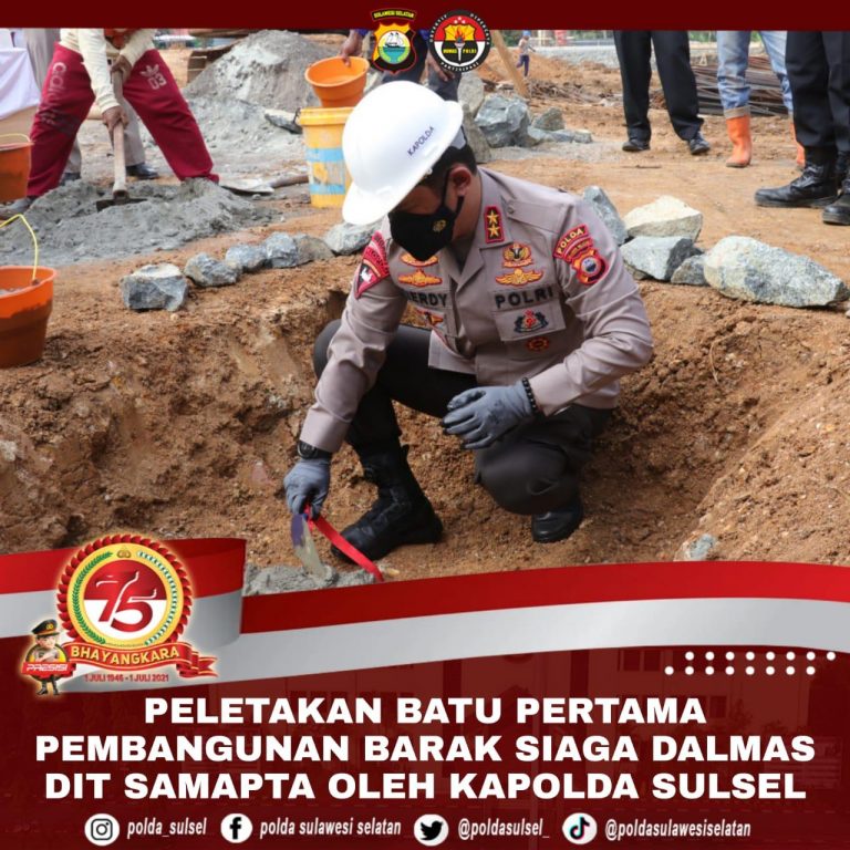 Kapolda Sulsel Lakukan Peletakan Batu Pertama Pembangunan Flat Siaga Dalmas Dit Samapta Polda Sulsel