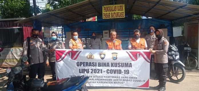 Operasi Bina Kusuma Polres Maros Sosialisasi Prokes dan Himbauan Kamtibmas