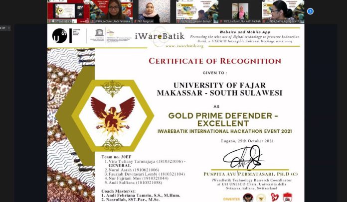 Keren, Mahasiswa Unifa Raih Penghargaan pada Reaward Iware Hackaton Internasional Competition