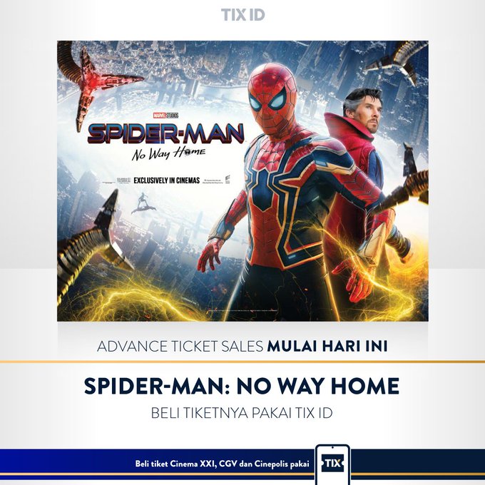 Pre-Order Tiket Spider-Man No Way Home Hari Ini