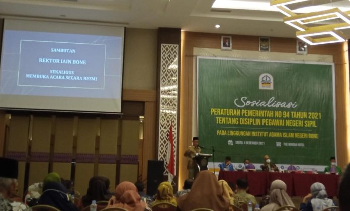 IAIN Bone Sosialisasi PP No.94, Rektor Ingatkan Pentingnya Memahami Regulasi