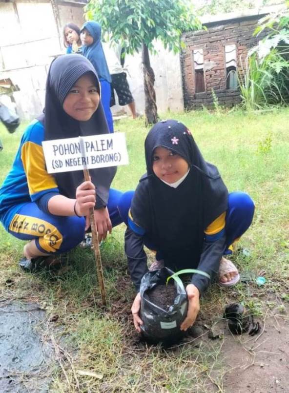 SD Negeri Borong Lakukan Aksi Tanam Pohon dan Bersih Pantai di Tanjung Bayang