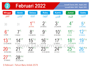 2022 kalendar februari Kalender Februari