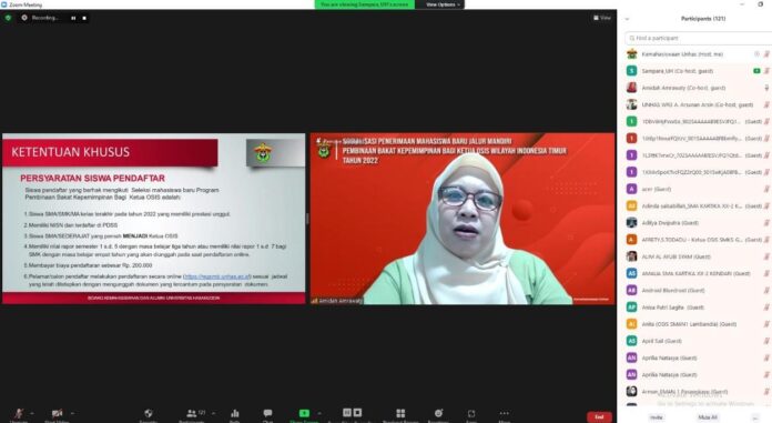 Unhas Gelar Sosialisasi Penerimaan Mahasiswa Baru Jalur Ketua Osis Wilayah Timur Indonesia