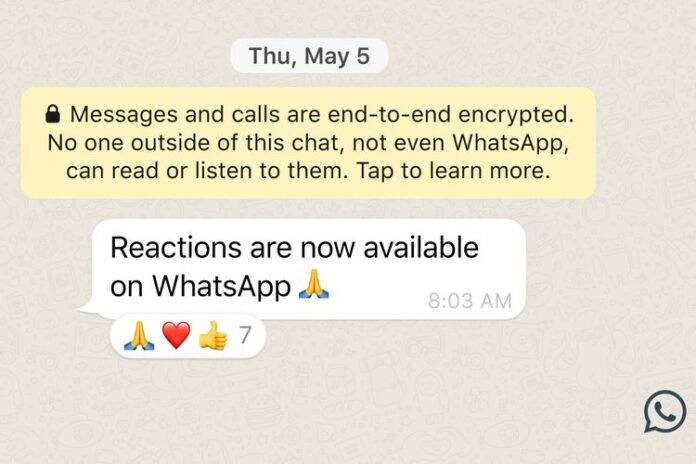 whatsapp reaction