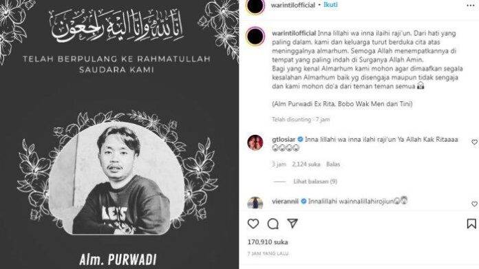 Komedian Rita Warintil Meninggal Dunia, Warintil Official : Maafkan Beliau