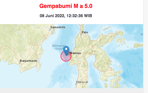 Gempa Bumi 5,8 Magnitudo Berpusat di Mamuju, Sulawesi barat