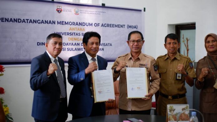 Vice Rector 4 Unibos Tandatangani MoA dengan Dinas Kebudayaan dan Kepariwisataan Provinsi Sulsel