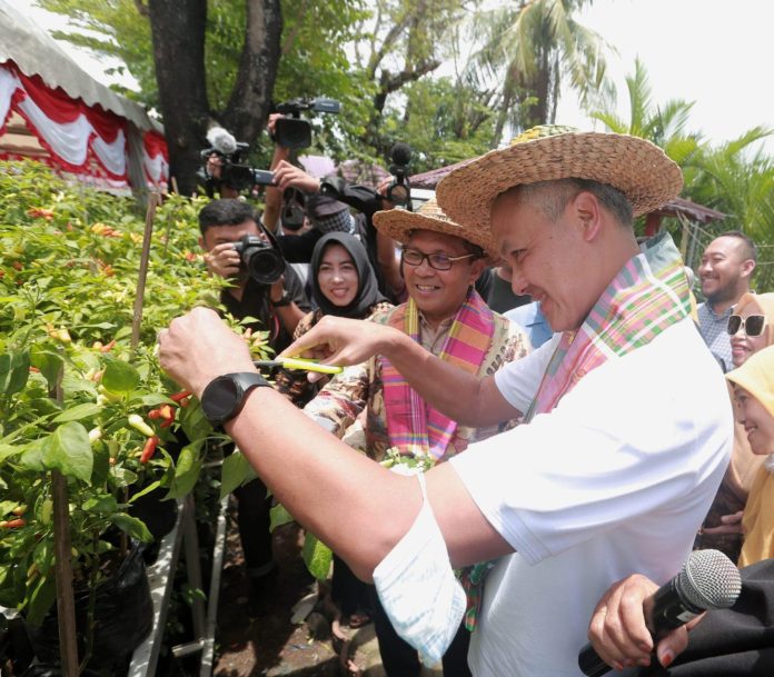 Gubernur Jawa Tengah (Jateng) Ganjar Pranowo didampingi Wali Kota Makassar, Moh Ramdhan ‘Danny’ Pomanto mengunjungi Lorong Wisata (Longwis) Sydney (Cipta Karya), di BTN Citra Tello Permai, Kecamatan Panakkukang, Minggu (9/10).