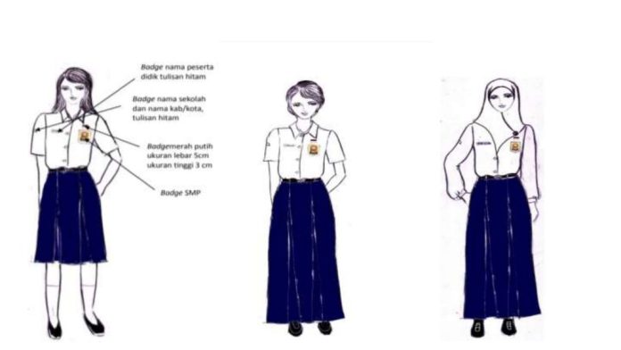 Opsi model seragam SMP nasional perempuan