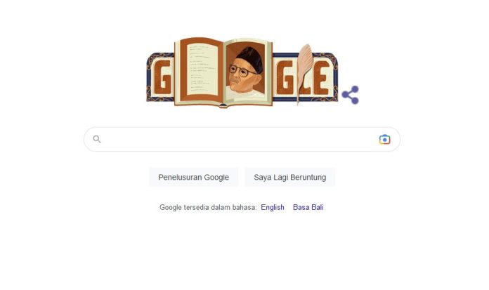 Google Doodle hari ini Raja Ali Haji. (TANGKAPAN LAYAR GOOGLE)
