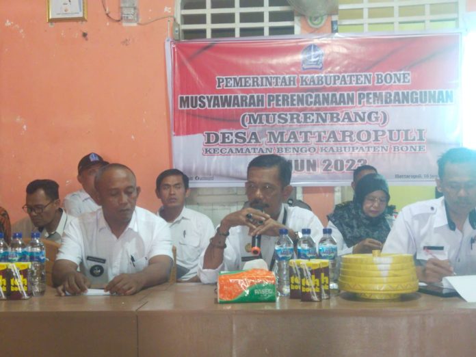 Musyawarah Perencanaan Pembangunan (Musrenbang) digelar di Desa Mattaropuli Kecamatan Bengo Bone Tahun 2023, Rabu (18/1/2023).