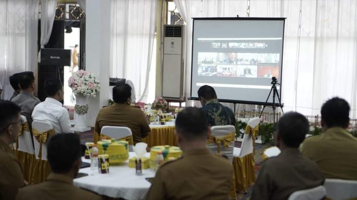 Rakor yang dipimpin oleh Menteri Dalam Negeri Prof H Muhammad Tito Karnavian, di ikuti melalui daring di Aula Masjid Al'Markaz Al'Ma'Arif, Selasa (30/1/2023).