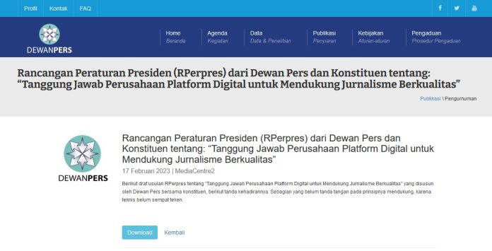 Dewan Pers Resmi Serahkan Draf Perpres Media Berkelanjutan ke Dirjen IKP