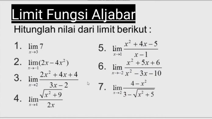 Contoh Soal Limit Fungsi Aljabar