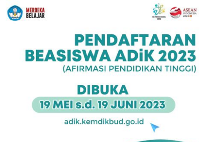 Info Beasiswa ADik Kemendibukdristek Dibauka Tahun 2023