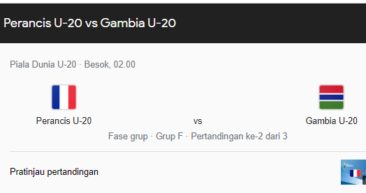 Prancis U20 Vs Gambia U20