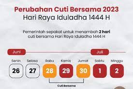 Jadwal Libur dan Cuti Bersama Idul Adha 2023