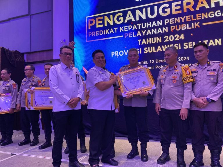 Polres Bone Raih Penghargaan Zona Hijau dari Ombudsman RI