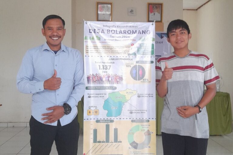 Mahasiswa KKN Unhas Susun Banner Statistik Desa Bolaromang untuk Perencanaan Berbasis Data