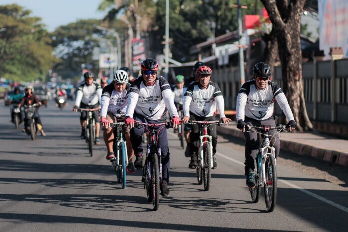 Gowes Bareng (Gobar) Satya Harina Tama Cycling Club (SCC) Sat Brimob Polda Sulsel