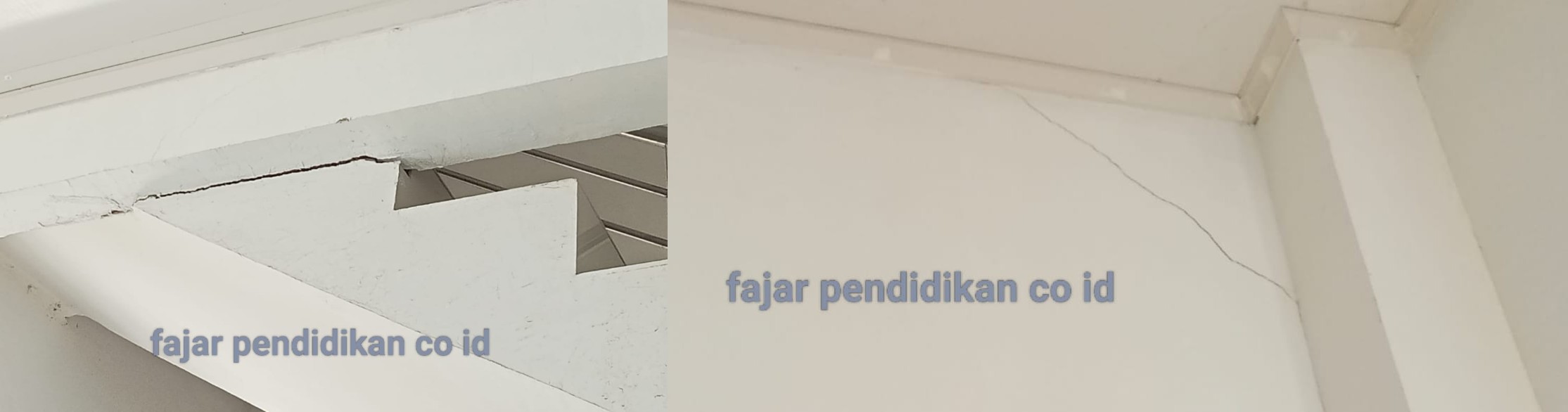 “SD Negeri 181 Barru baru setahun berdiri, kini atap lepas, tangga & dinding retak! Di belakang”