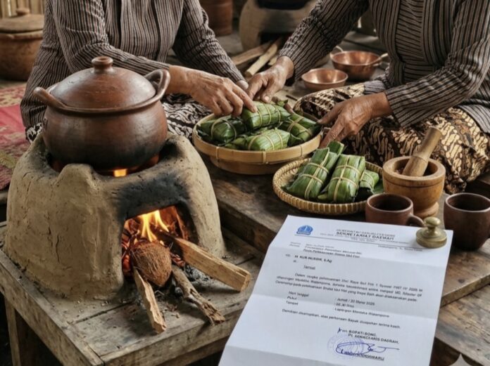 Ilustrasi ai masak Buras dan surat