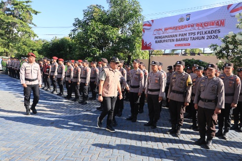 Polres Barru gelar Apel Besar Pengamanan Pilkades 2026.